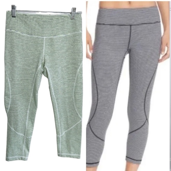 Zella Live In Streamline' Capris Leggings Small Micro Stripe - Picture 1 of 11
